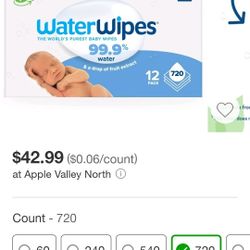 Water Wipe 720 count