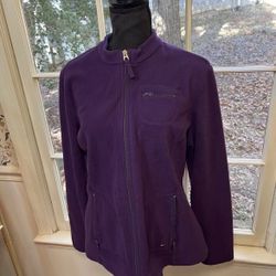 Tommy Hilfiger Women’s Purple Long Sleeve High Neck Zip Cotton Shirt Jacket L
