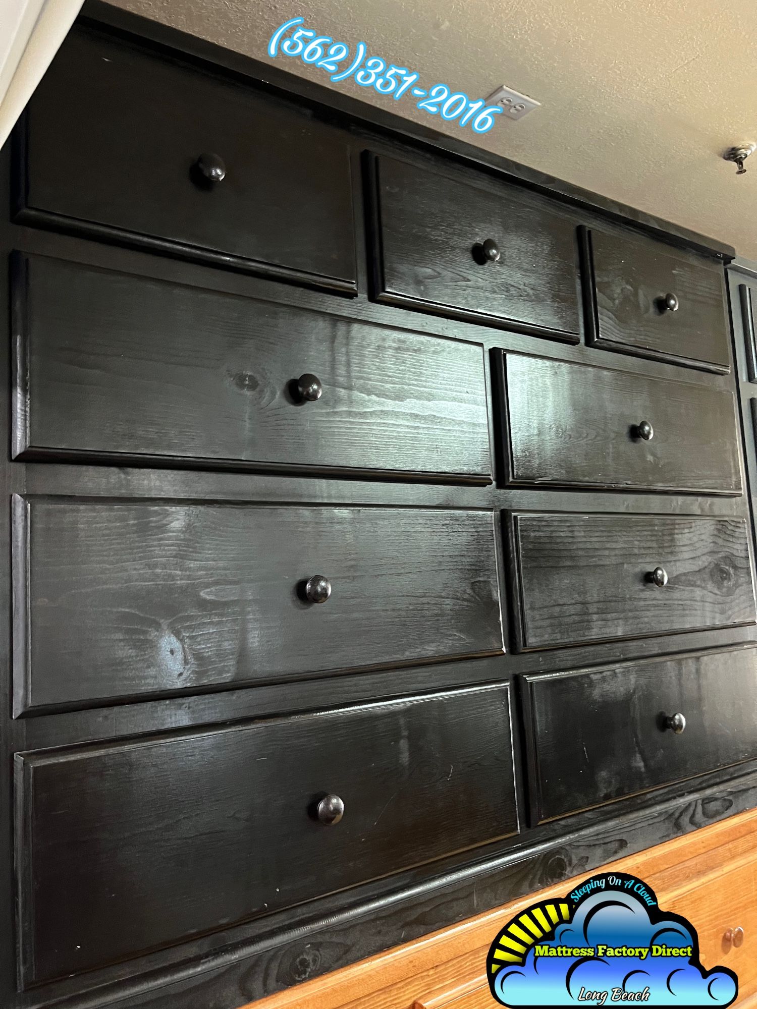 Nine Drawer Black Pinewood Chest Cajonera Comoda Nueva