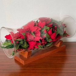 Vintage Large Hurricane Chimney Glass On Stand For Flower Arrangements Spring Fall Christmas Decor