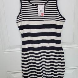 Black and white striped mini dress