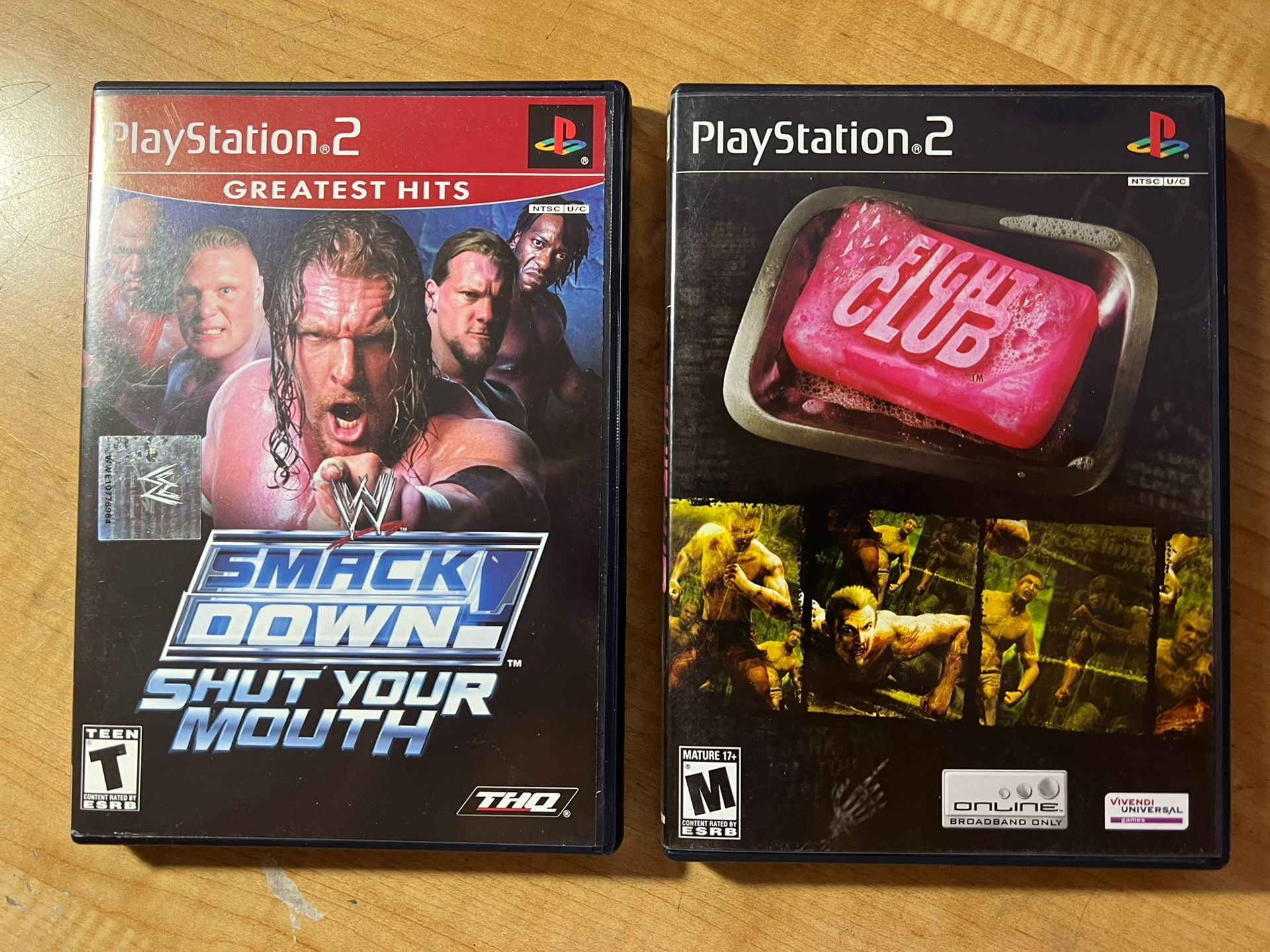 2 PS2 Games Fight Club & WWE SmackDown Shut Your Mouth CIB Sony Play Station