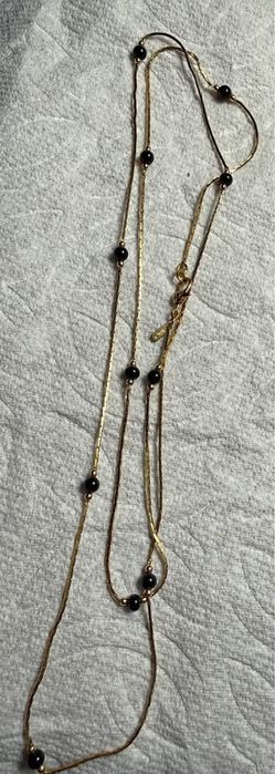 Vintage Monet Gold Tone Necklace with Black Beads