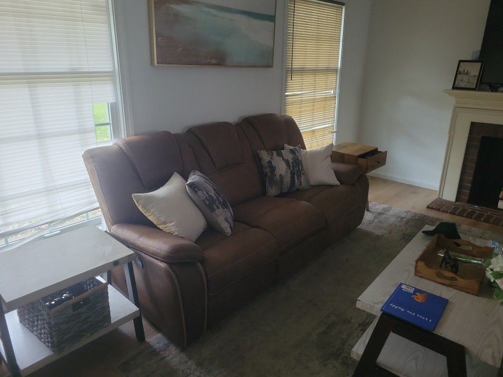 reclining leather couch set