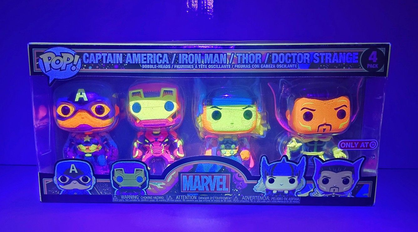 Marvel Funko Pop! Blacklight 4 Pack Target Exclusive Collectible Vinyl Figures
