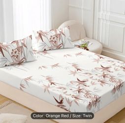 Brand New 3- Pc Plant Printed Bed Sheets