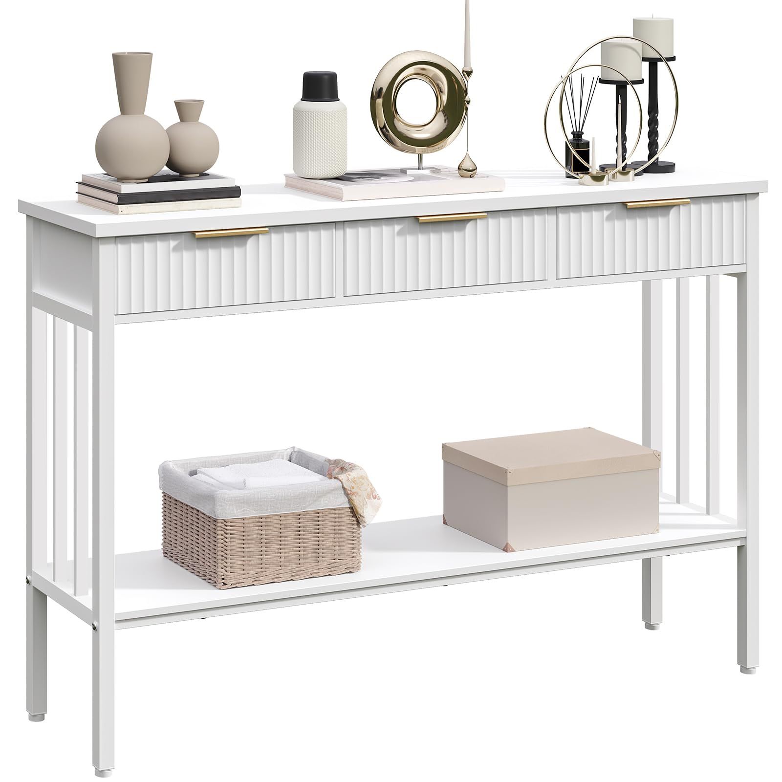 MAHANCRIS Console Table For Entryway, Entryway Table With Storage And Drawers, Narrow Long Sofa Table For Living Room, Hallway, Behind Couch, Corridor