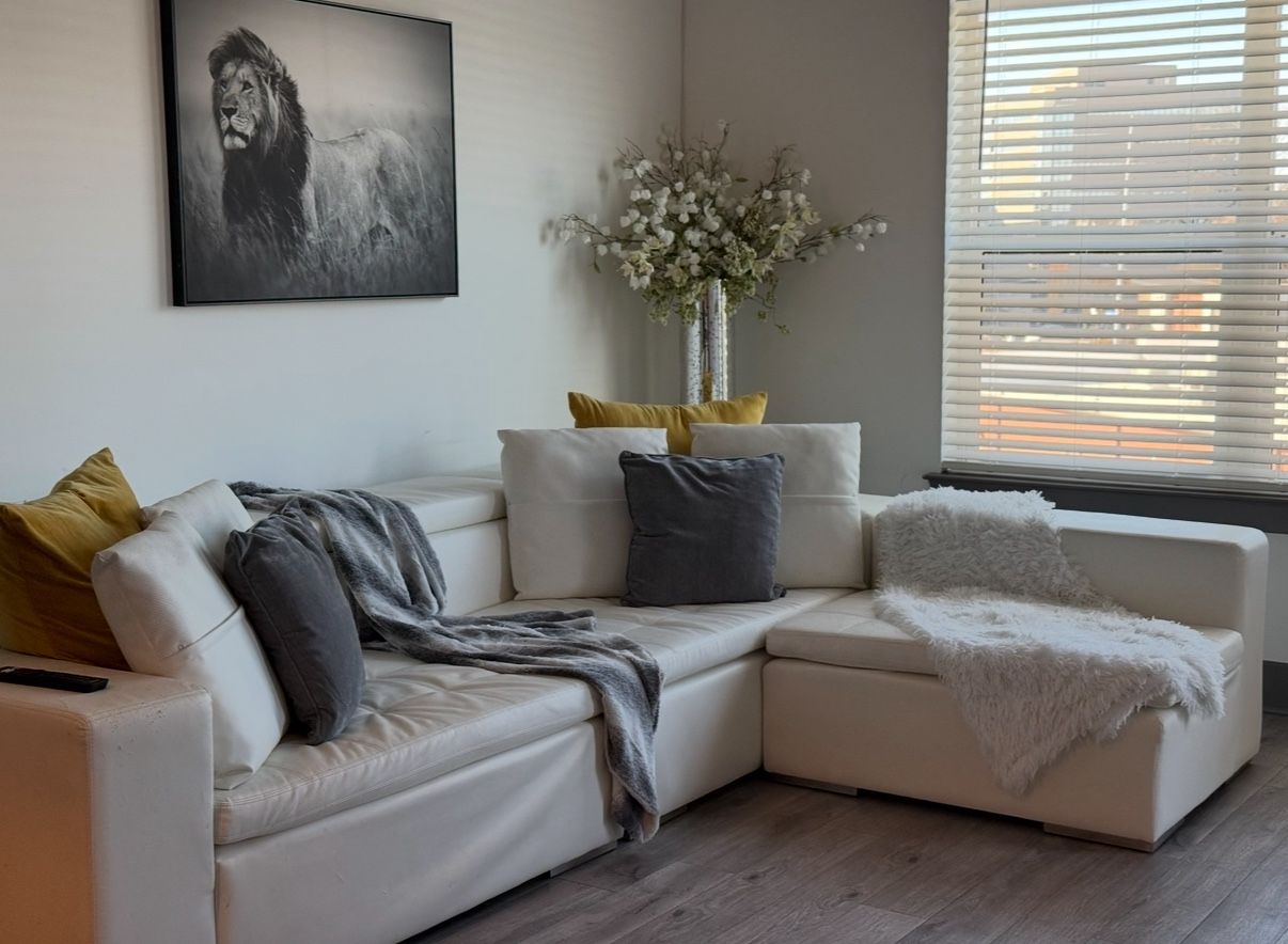 White Sectional With Pillows- $400 