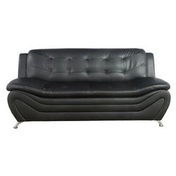 Black leatherette sofa couches household living area home furniture sale