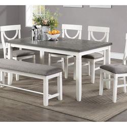 White And Gray Dining Table Set 