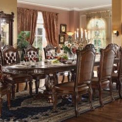 Formal like new real wood dining table set and China cabinet