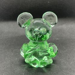 Adorable Vintage Green Art Glass Bear 