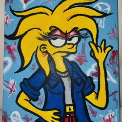 Maggie Simpson Acrylic Painting, 16x20 acrylic painting, Vibrant Art, Girly Art, Wall Decor!