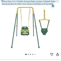 Multifunctional Toddler Swing, Foldable Baby Swing With A Jumper Outdoor & Indoor Use, Easily Installable and Storable （Green）