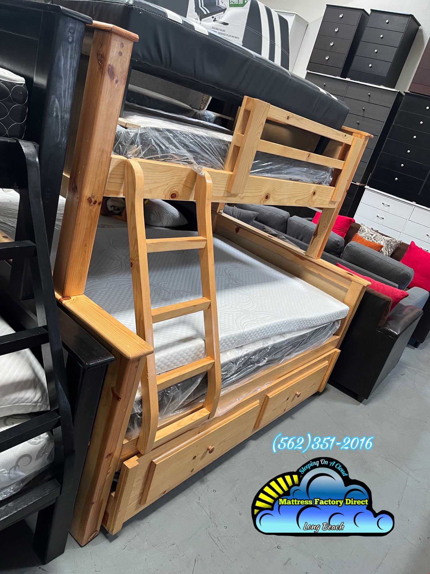 Triple Bunk Bed Twin Full Full Litera Con Colchones