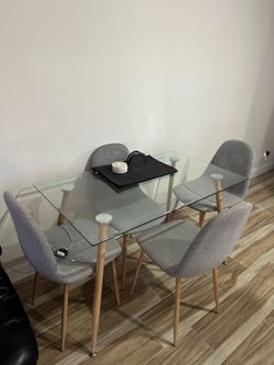 5 Piece glass dining table set