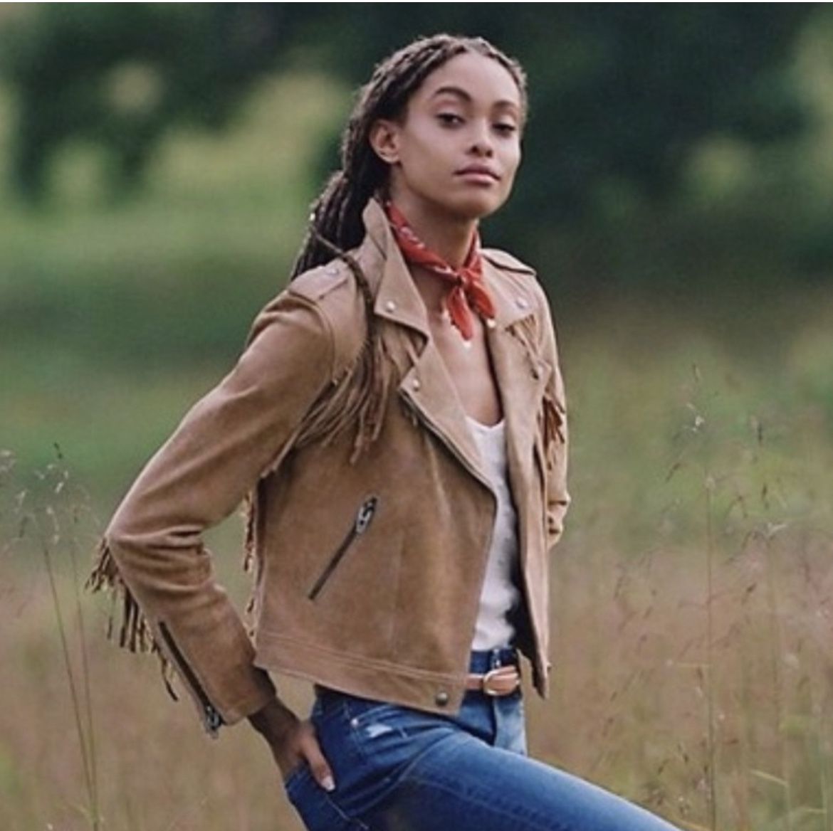 Suede Fringe Jacket Vintage Sz Med Moto Zip Western 1990s Y2K Leather Biker BOHO