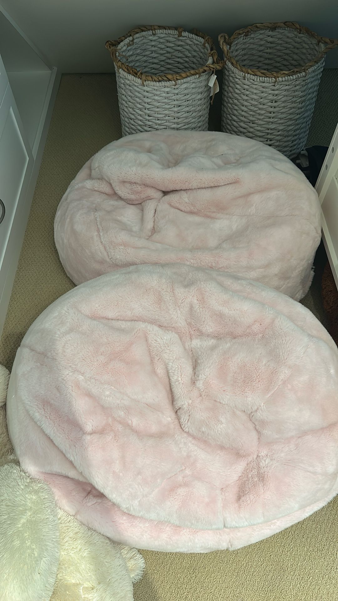 Pink Bean bags And Teddy Bear