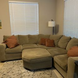 Sectional Couch with Ottoman and Pillows 