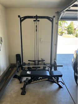 RITFIT Smith Machine, RITFIT bench, and weights