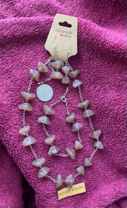 Handmade Brown Crackle Stone Butterfly Wings Necklace, Bracelet and Earrings Set