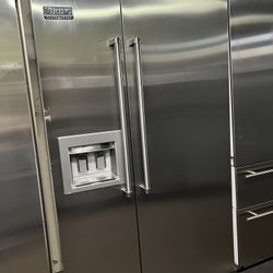 Viking 48”Wide Built In Stainless Steel Side By Side Refrigerator 