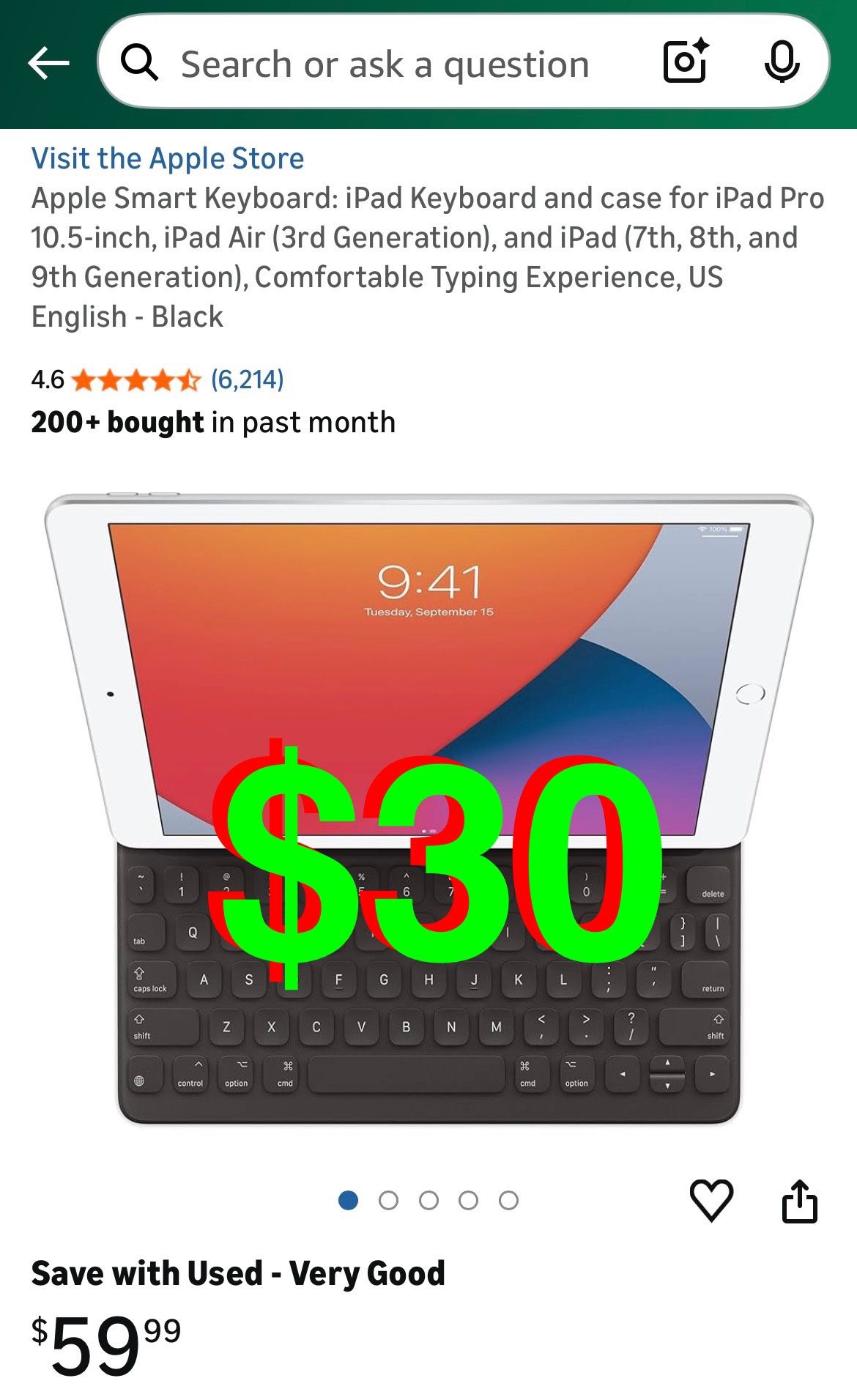 Apple Smart Keyboard: iPad Keyboard and case for iPad Pro 10.5-inch, iPad Air (3rd Generation), and iPad (7th, 8th, and 9th Generation), Comfortable T