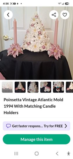 Vintage Atlantic Mold tree matching candle holders