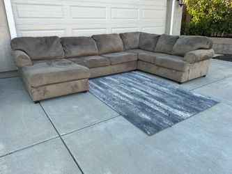 Brown Microfiber 3pc U-Shape Sectional – Huge & Cozy