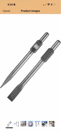 2 PCS Jack Hammer Chisel 1-1/8” Hex Jack Hammer Bits Point and Flat Concrete Chisels 1-1/8 Hex Shank Demolition Hammer Drill Bits for Concrete Breaker