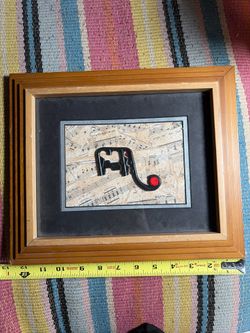 Rebecca Rees Le Elephant 2007 Signed Bass Clef Music Note Shadow Box Art
