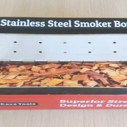 Cave Tools Grill Smoker Box Starter Kit for Wood Chips, Stainless Steel Bucket Style with Hinged Lid, BBQ Grill and Smoker Accessories - Medium 