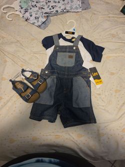 Lee Baby Denim Overalls 2-Piece Set and shoes
