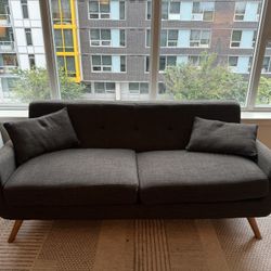 Grey Upholstered Mid century Couch