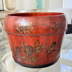 Vintage Chinese Red Lacquer Bentwood Vessel