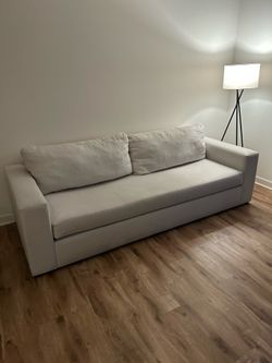Cream Fabric 97" Sofa | Loose Reversible Back
