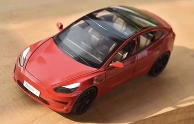 1:24 T Model 3 Red Alloy Car Model Diecast Metal Toy Vehicles Car Model Simulation Sound and Light