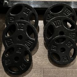 Set of Black Iron Weight Plates (4x10lb, 2x5lb)