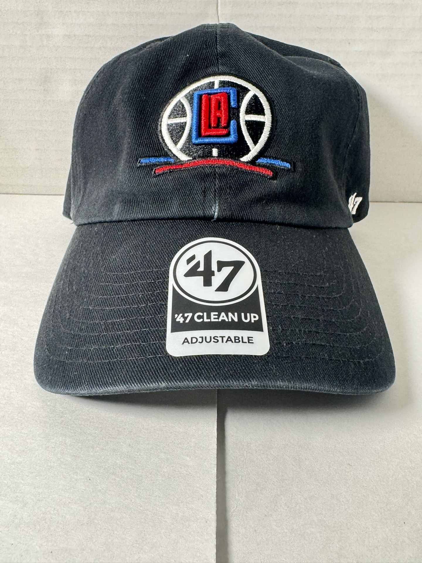 NWT Los Angeles Clippers ‘ 47 Clean Up Hat Cap Thick Embroidered Adjustable Buckle Strap Black