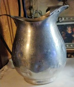 Vintage Pure Aluminum Water Pitcher W/Ice Guard Lip Made In USA