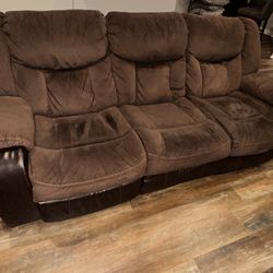 Reclining couch And Love Seat - Microfiber And leather