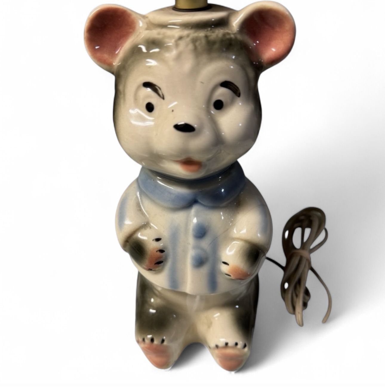 Cusco 1959 Pastel Kitsch Teddy Bear Ceramic Mid-Century Lamp Stamped Working