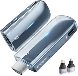 new Upgrade Wireless HDMI Transmitter and Receiver 400FT/120M, LDS Antenna Low-Latency Dual-Band 5.8+2.4G, 4K Decode 10Bit 1.08 Billion Hues Display V