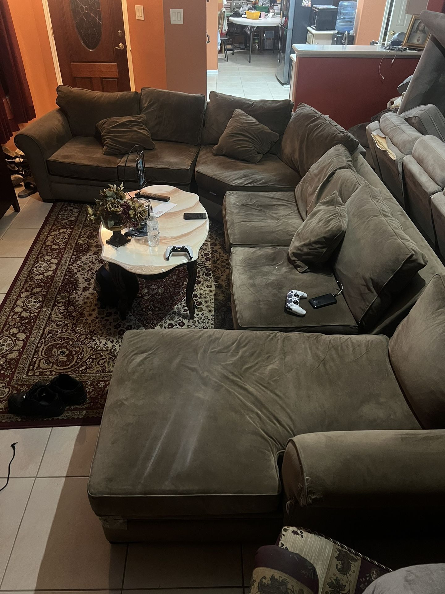 Brown Sofa Sectional with Chaise