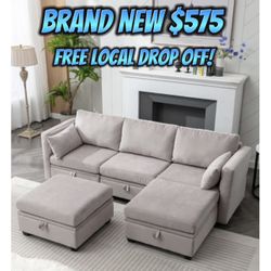 Couch With Ottoman & Storage Space Underneath Brand New In Box 📦 Free Local Drop Off 