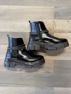 Skechers Black Chunky Ankle Boots with Rope Detail