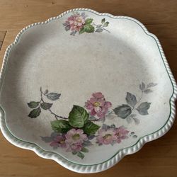 China Serving Dish w/Floral Design. 9 3/4”X10 3/4”.