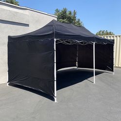 New in box $225 Heavy-Duty Black 10x20 FT Canopy with (4 Sidewalls) Ez Pop Up Outdoor Party Tent w/ Carry Bag