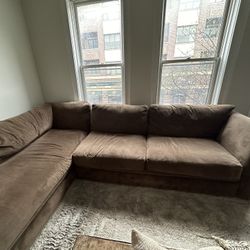 Brown Suede Sectional 