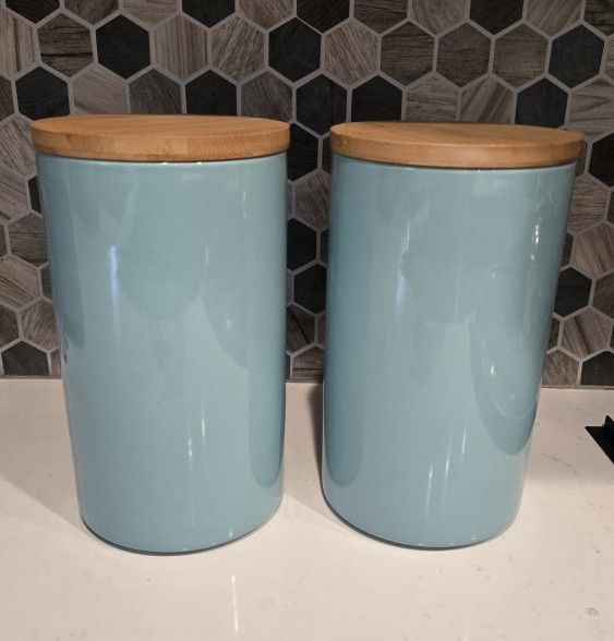Ceramic Kitchen Storage Containers - Set of 2 - 5" X 8" Each